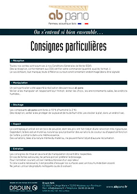 Consignes particulières